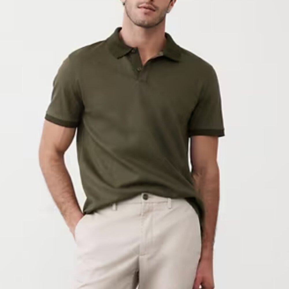 Banana Republic Luxe Touch Polo, Olive Green, Large, EUC